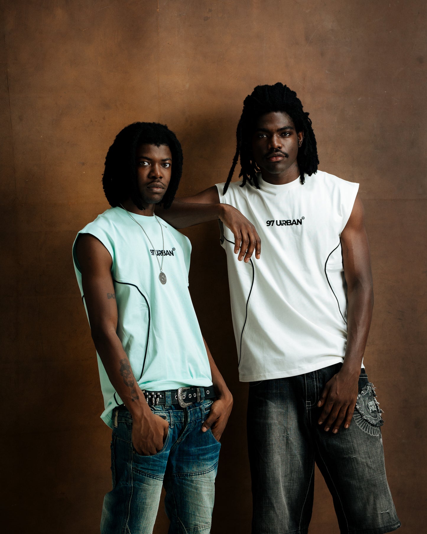 97 URBAN CURVED CREAM TANK TOP