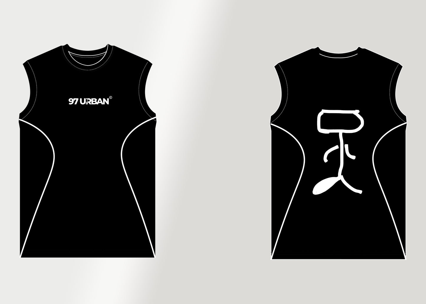 97 URBAN CURVED BLACK TANK TOP