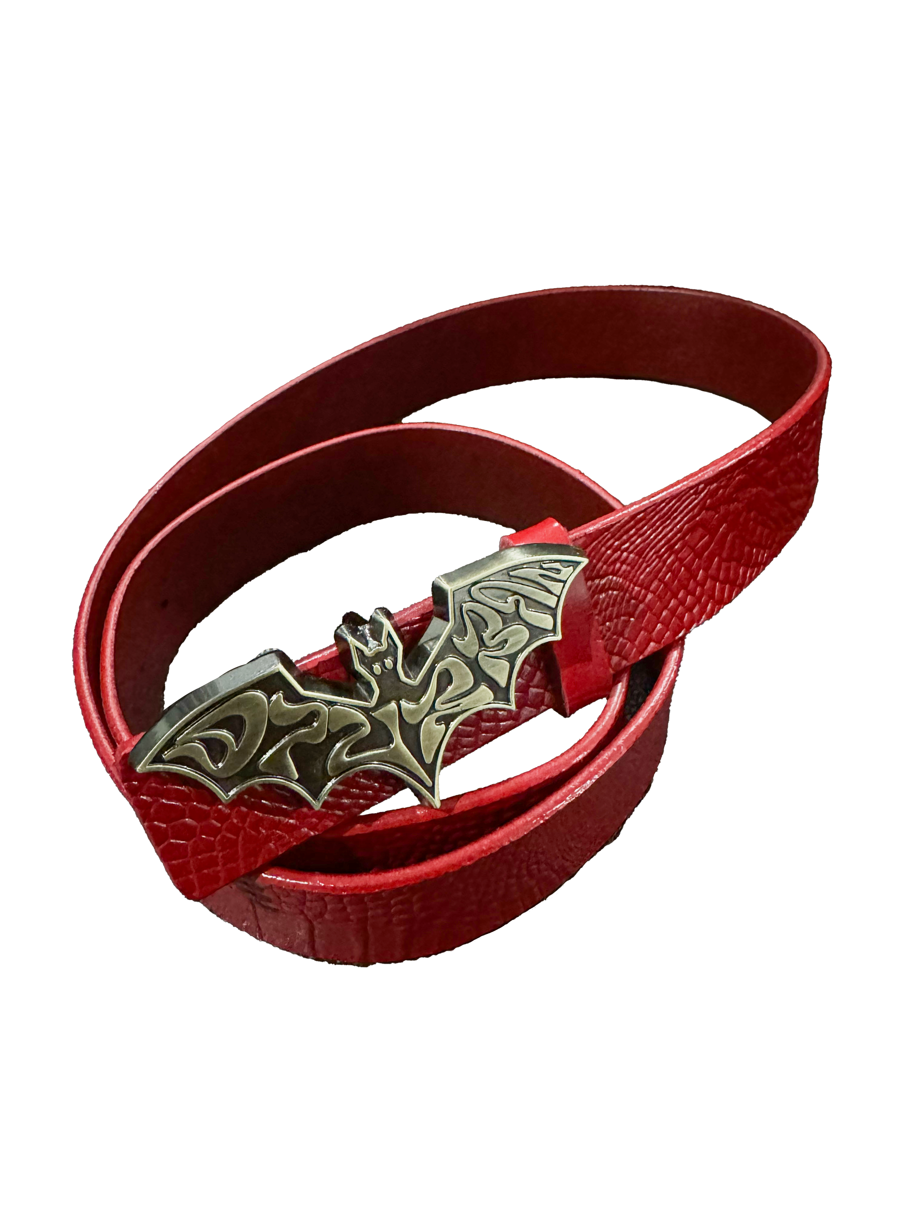 97 Urban GOLD Bat Buckle Belt Red