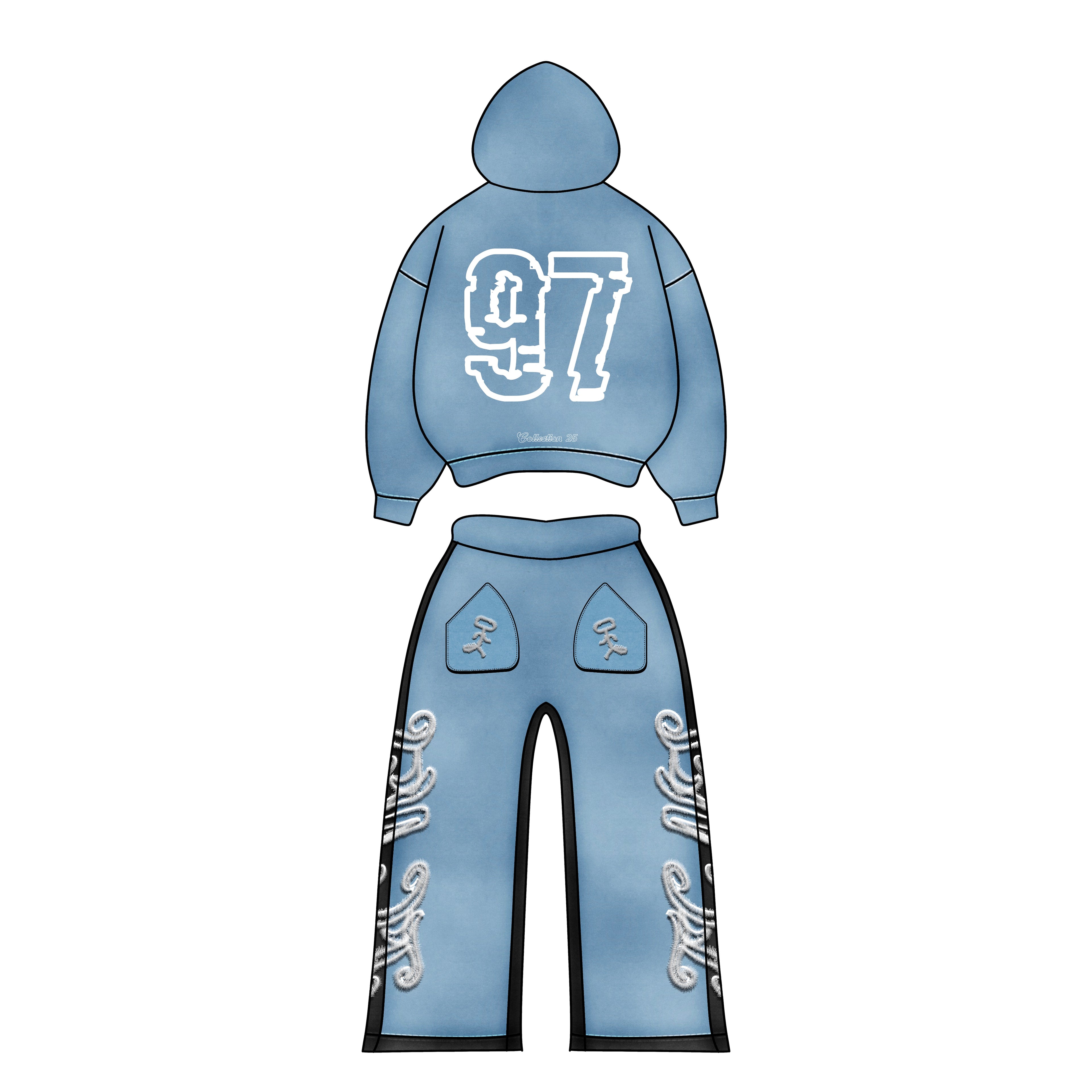 97 URBAN BLUE BASICS HOODIE
