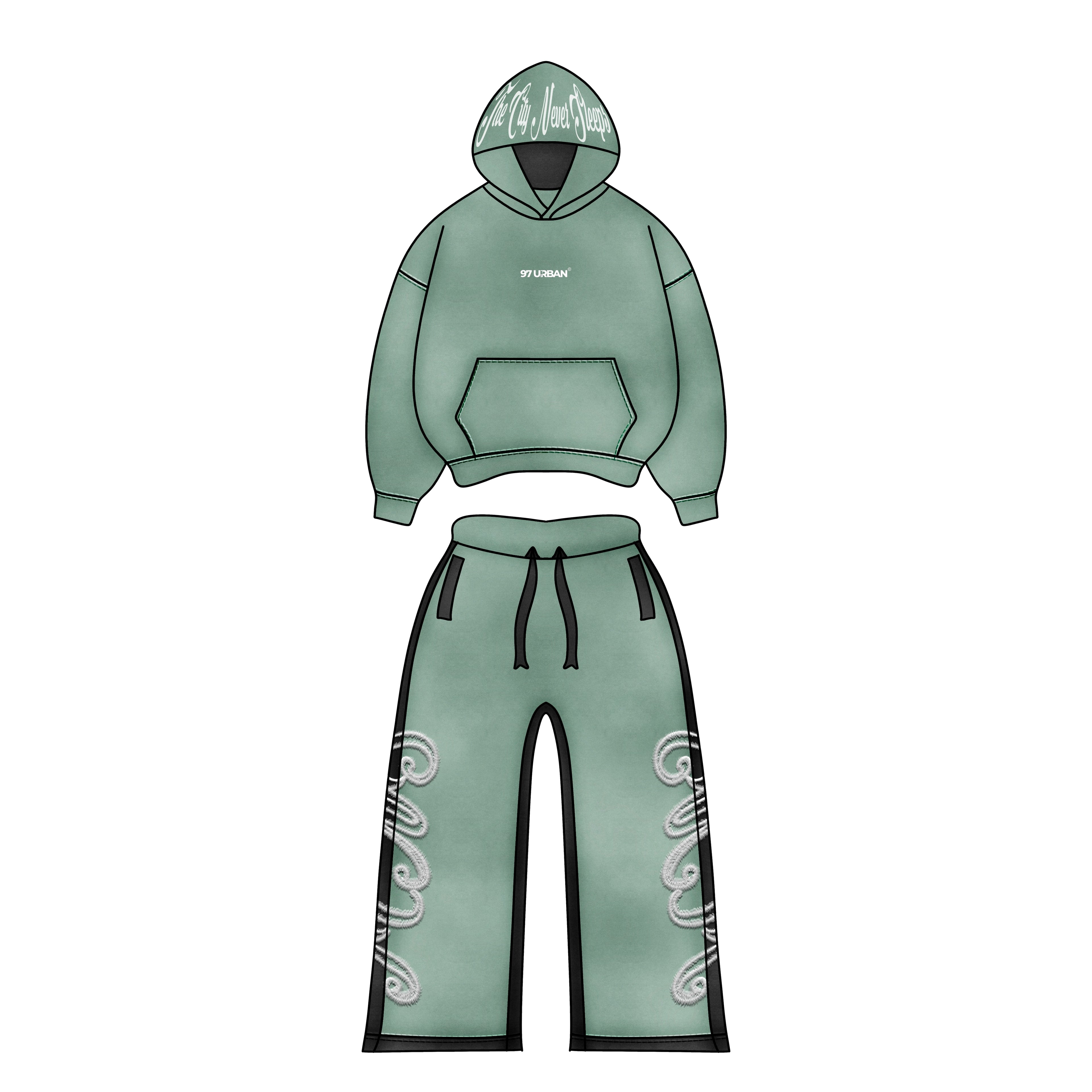 97 URBAN MINT GREEN BASICS HOODIE