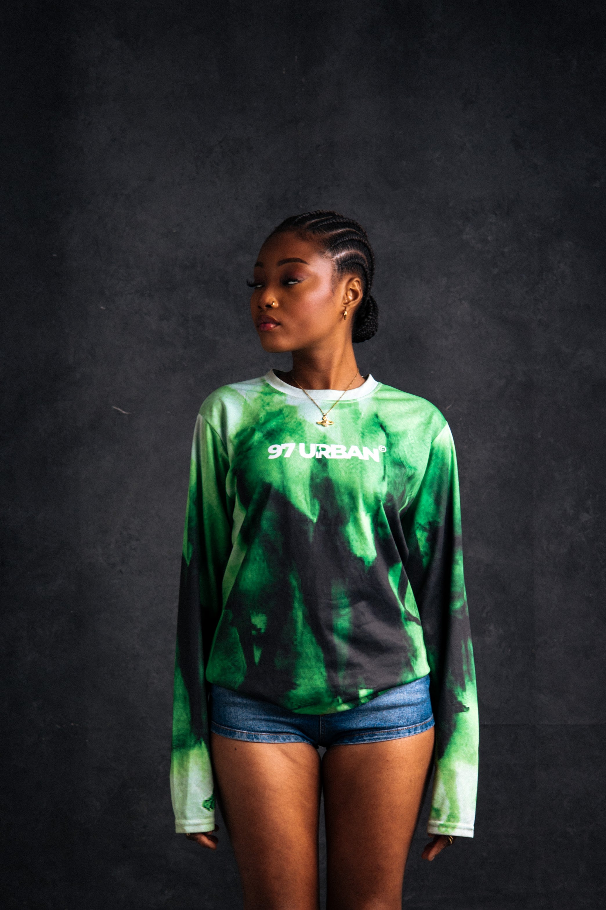 97 URBAN PIXELATED GREEN SHADOW TOP