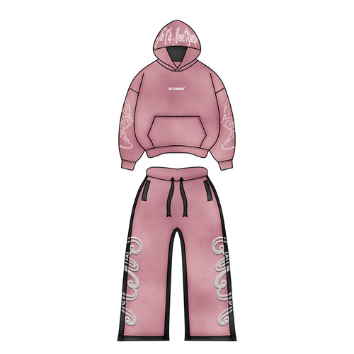 97 URBAN BASICS TWO PIECE HOODIE SET PINK