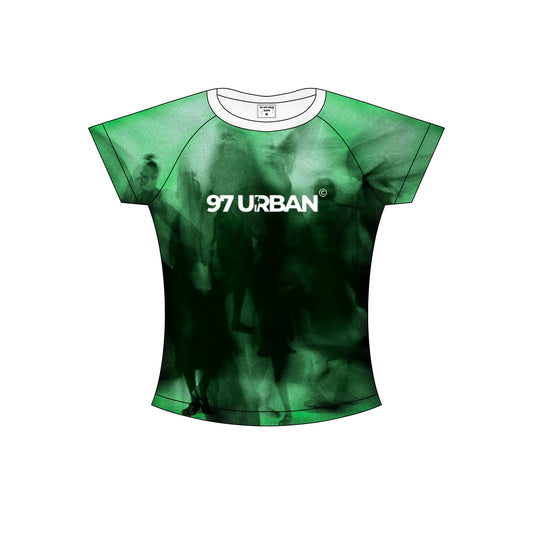 ETHEREAL SHADOW GREEN CROP TEE