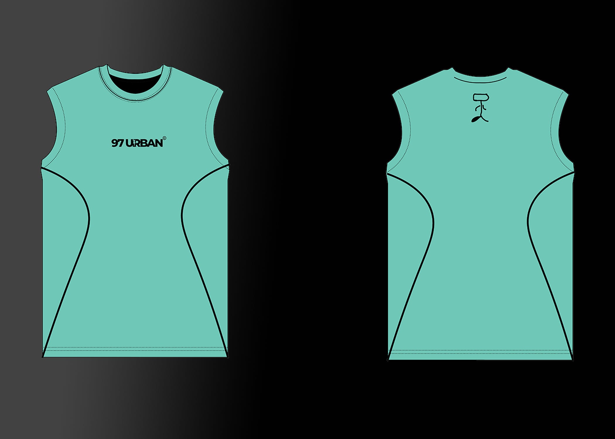 97 URBAN CURVED BLUE TANK TOP