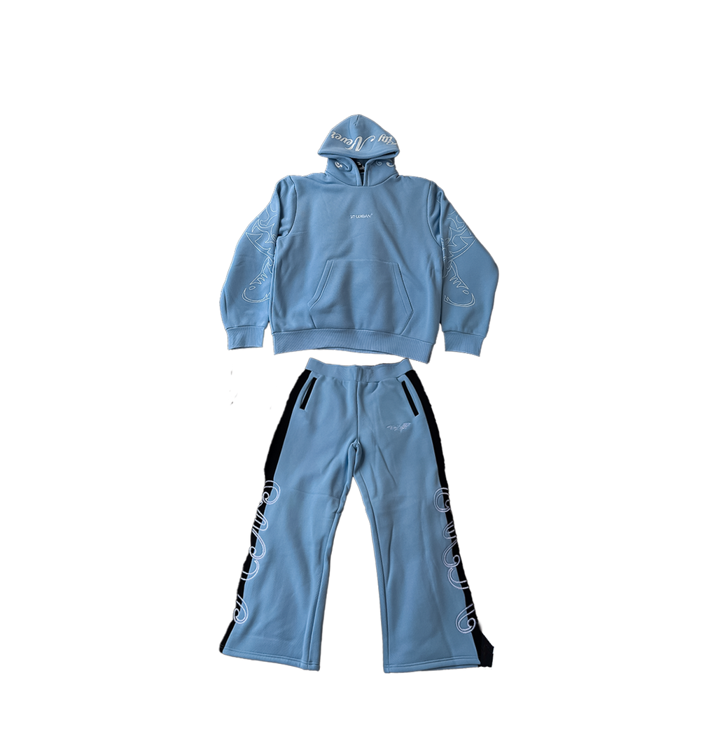 97 URBAN  BASICS TWO PIECE HOODIE SET BLUE