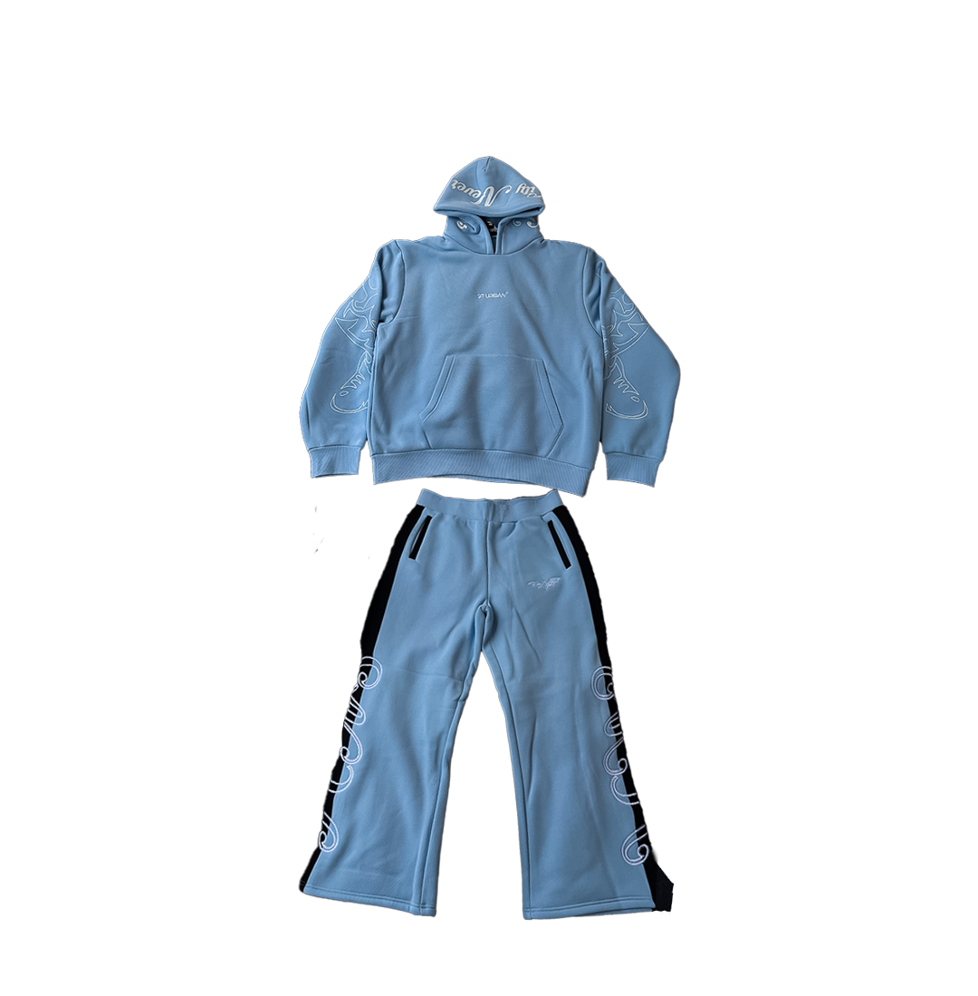 97 URBAN  BASICS TWO PIECE HOODIE SET BLUE
