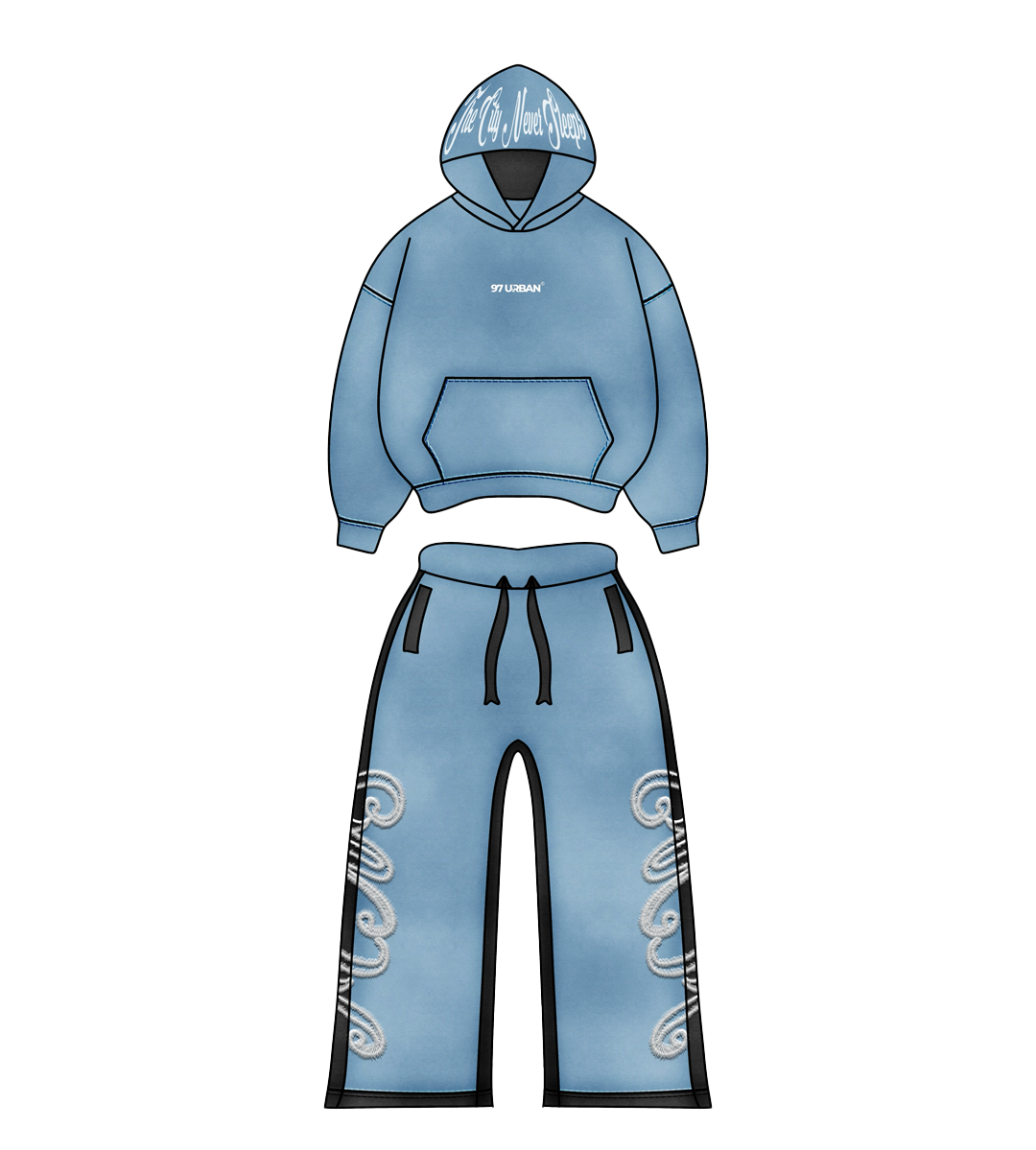 97 URBAN BLUE BASICS HOODIE