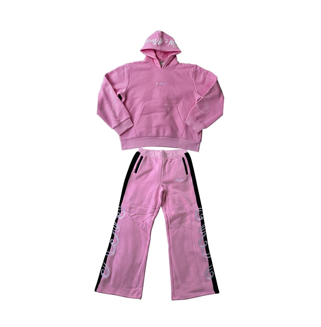 97 URBAN BASICS TWO PIECE HOODIE SET PINK