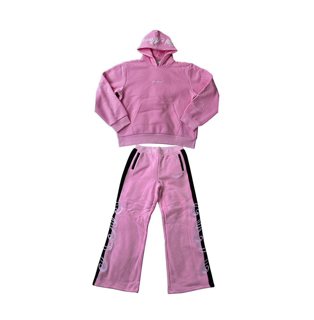 97 URBAN BASICS TWO PIECE HOODIE SET PINK