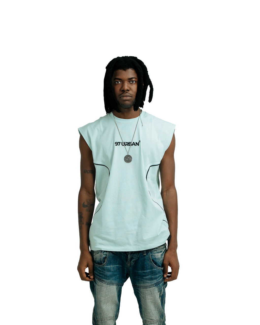 97 URBAN CURVED BLUE TANK TOP