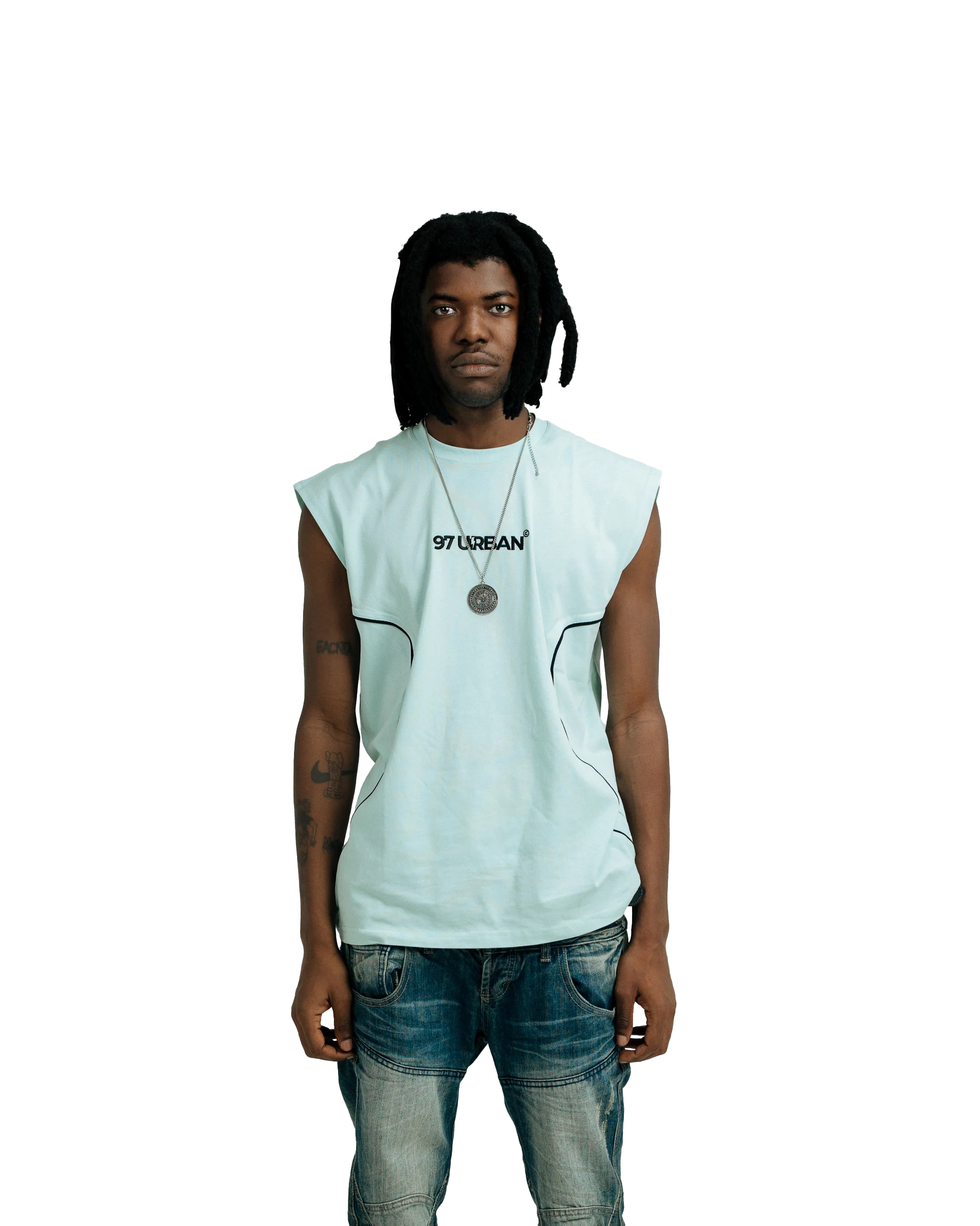 97 URBAN CURVED BLUE TANK TOP