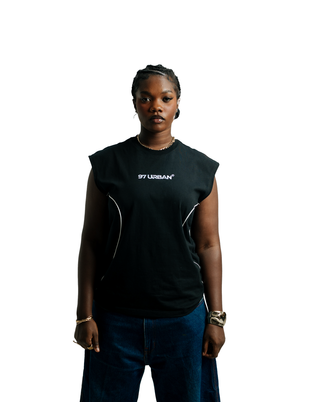 97 URBAN CURVED BLACK TANK TOP
