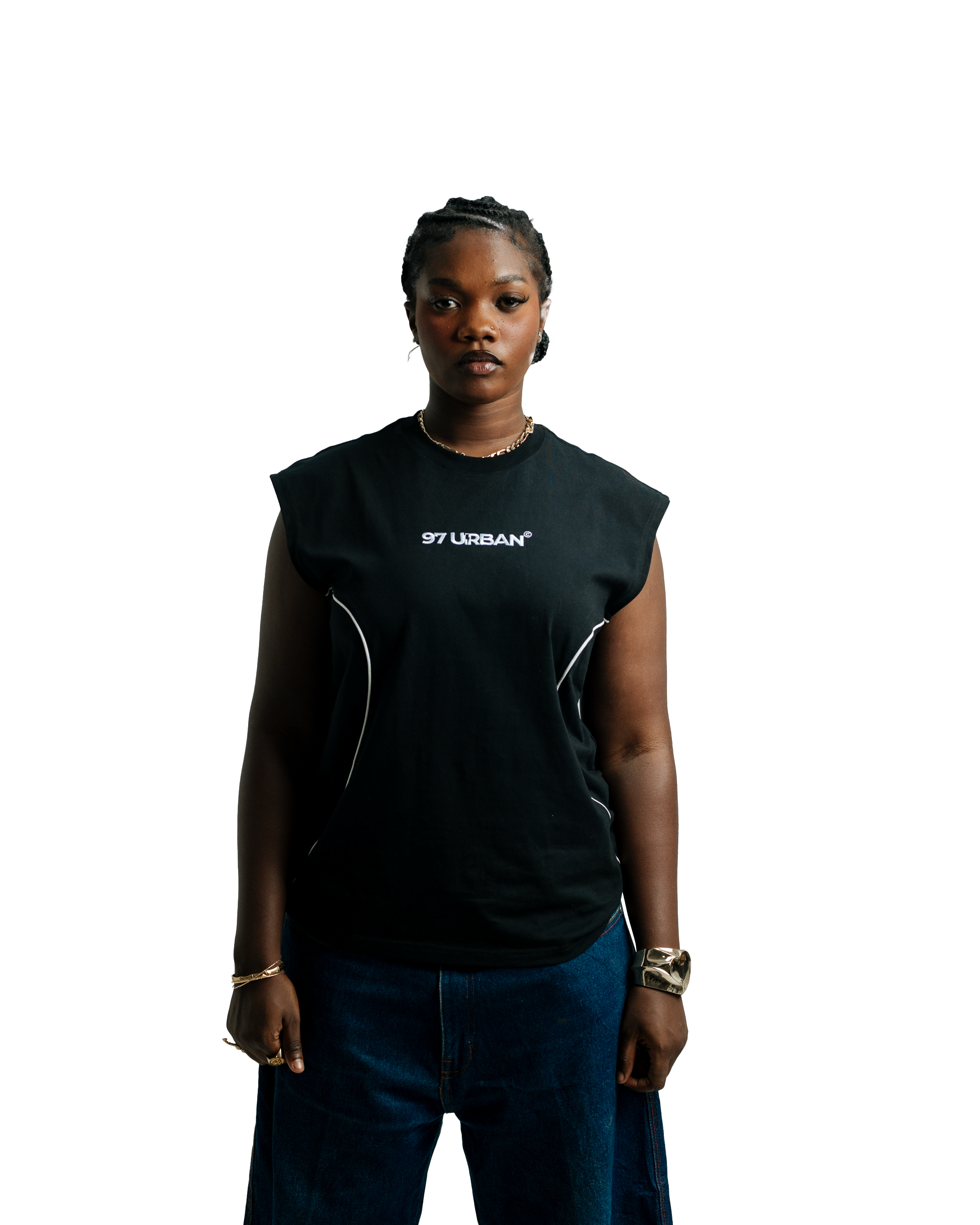97 URBAN CURVED BLACK TANK TOP