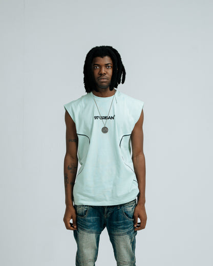 97 URBAN CURVED BLUE TANK TOP
