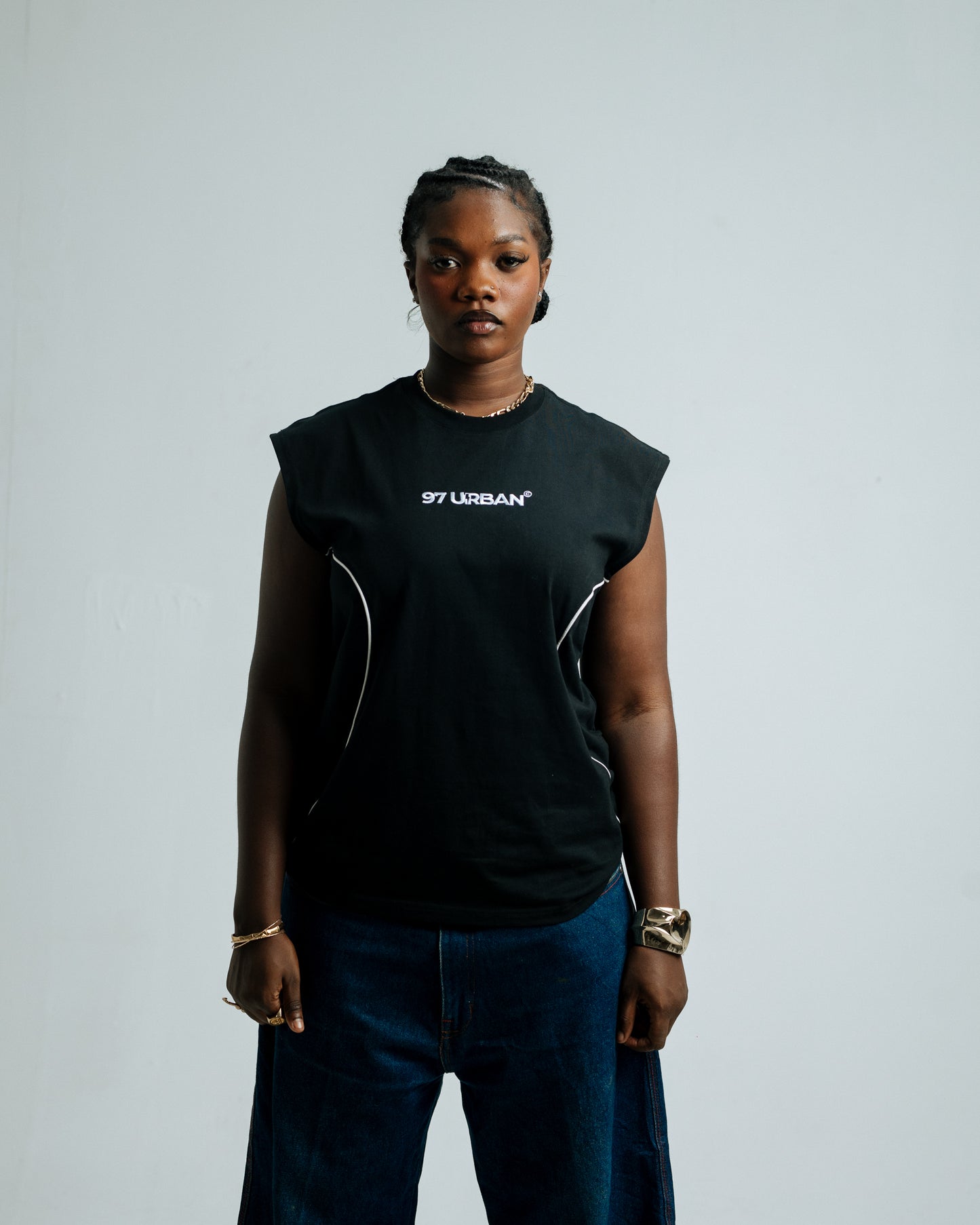 97 URBAN CURVED BLACK TANK TOP